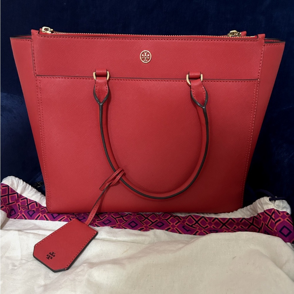 Tory Burch Robinson Double Zipper Tote with crossbody strap